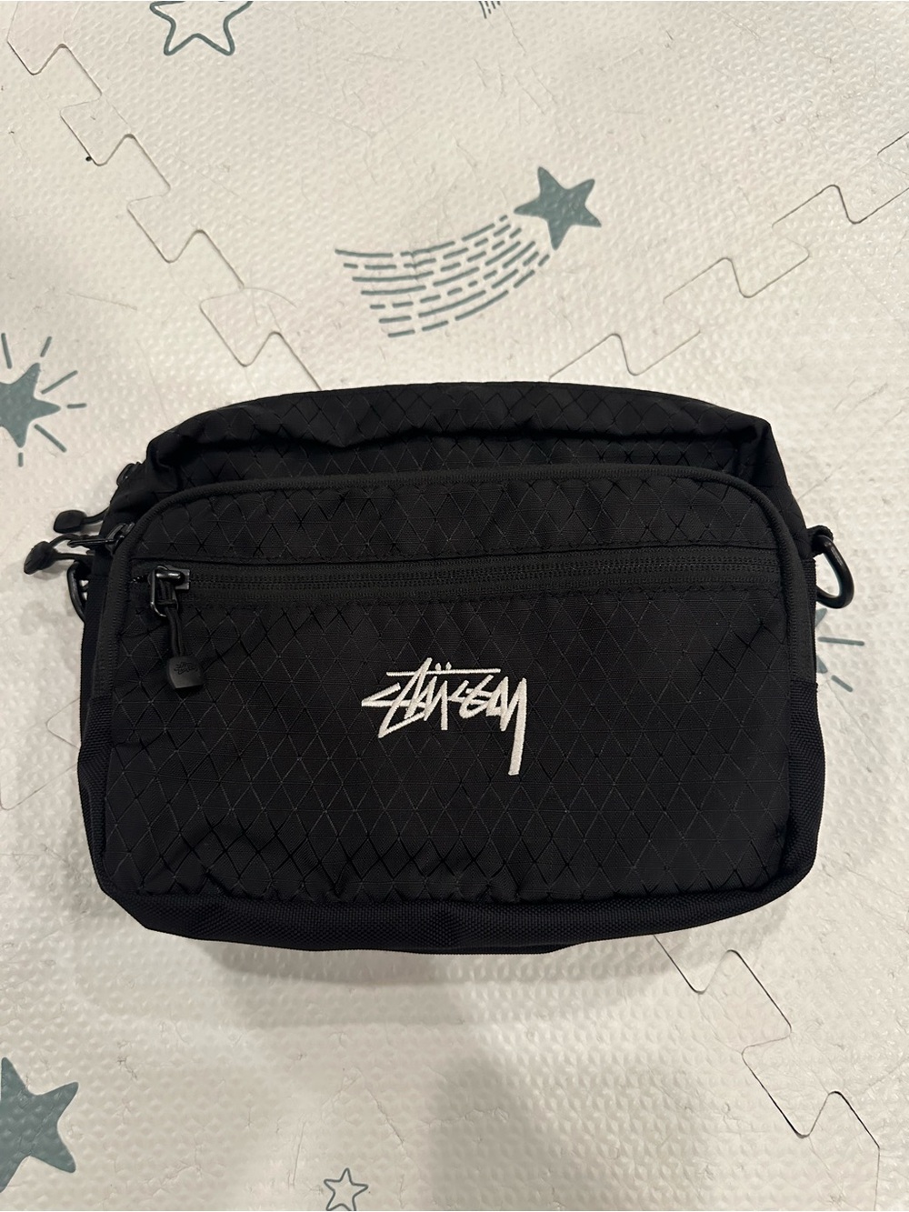 Stussy Black Diamond Pattern Crossbody Bag RARE